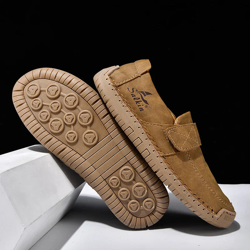 Men's Slip On Loafers Soft Leather Preppy Lightweight Breathable Driving Shoes Non Slip Daily Fashion Casual Outdoor Sneakers