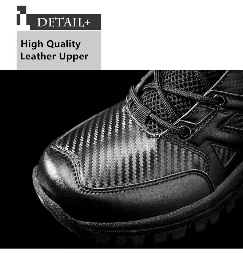 High Quality Men's Brand High-Top Leather Boots Breathable Desert Combat Men's Boots Outdoor Shoes Non-slip Hiking Ankle Boots