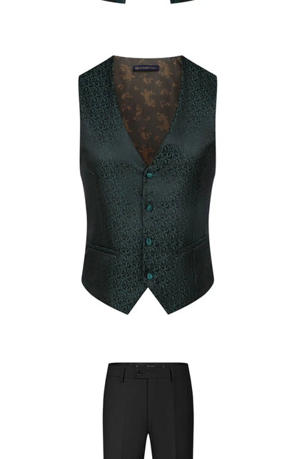2025 New Wedding Host Performance Men's Suit Dress Three-piece Botanical Floral Pattern  Blazer  for Men with Pants and Vest