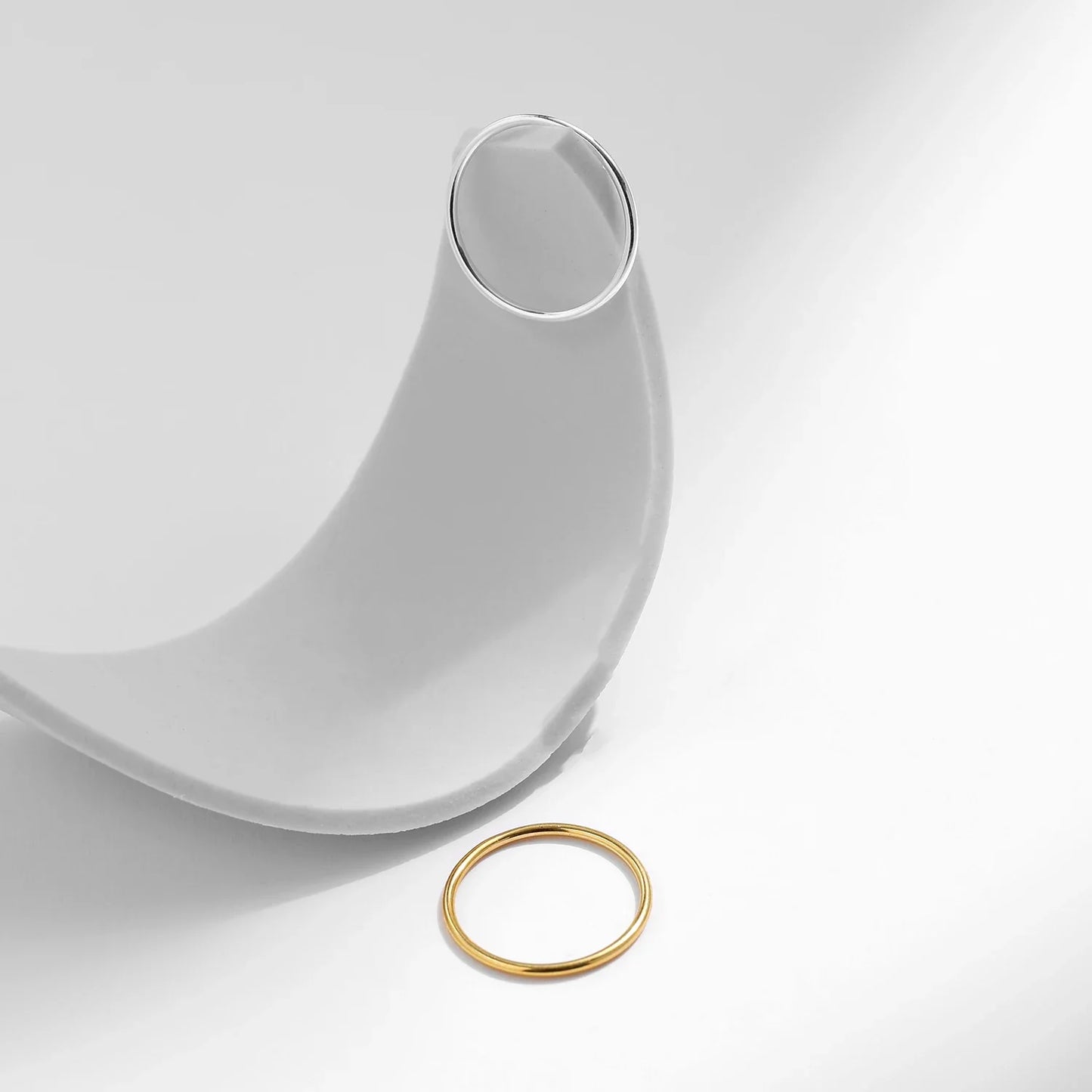925 Sterling Silver Minimalist Thin Stackable Fashion Rings Classic Gold Color Fine Jewelry For Women Girl Party Gifts