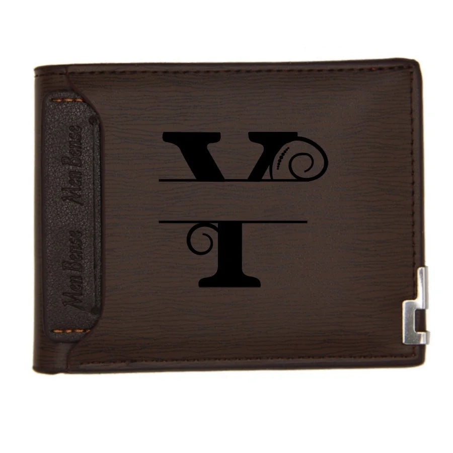 Personalized Wallet for Men Custom Wallets for Men Engraved Letter Name Leather Wallet Bifold Custom Gifts for Dad/Husband