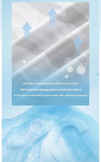 Functional Fabric Mosquito-Resistant Antibacterial Sweat-Wicking Ice Feeling 2025 New Ice Silk T-Shirt Men's Short Sleeve Thin Q