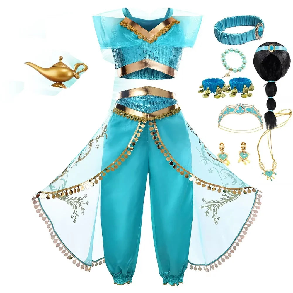 2026 Venice Carnival Rio Canaval Costume Play Jasmine Princess Dress up Girls Birthday Party Fancy Aladdin Role Playing Apparel