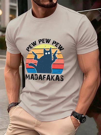 Pew Pew Pew Madafakas Prints Men'S T-Shirt Cotton Summer O-Neck Short Sleeve Tops Soft Oversized T Shirt Casual Mens Clothes