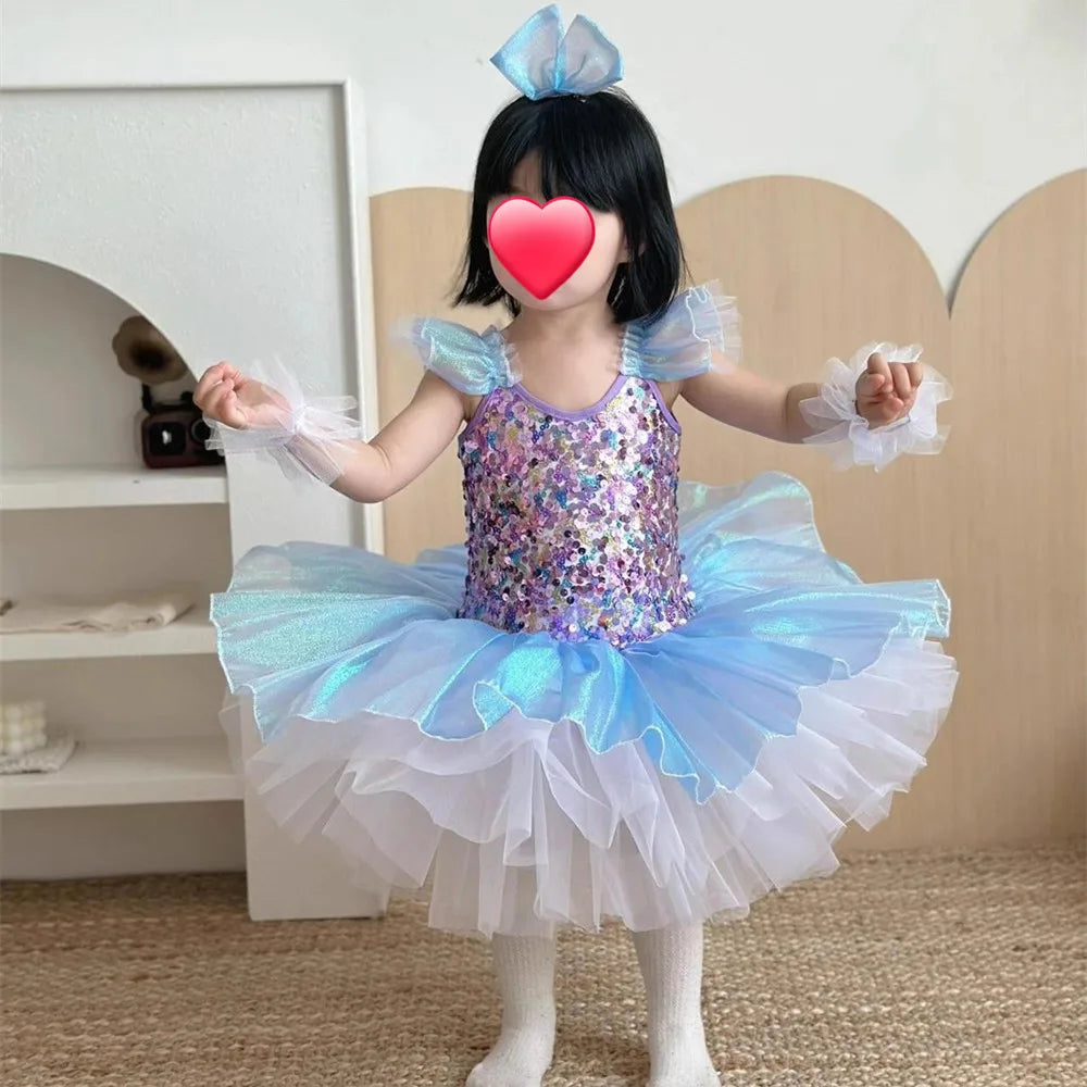 Children's Day Dance Dress Girl Ballet Princess Summer Dresses Girls Ballet Sequins Outfit Kids Clothes Vestidos Birthday Gift
