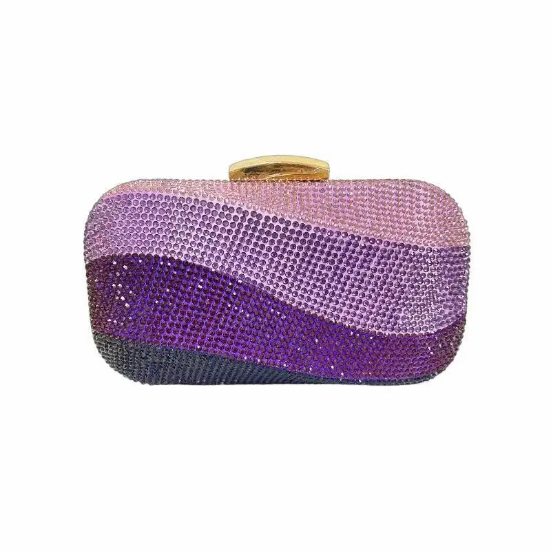 Colorful Rainbow Colors Diamond Evening Purse Wedding Party Crystal Clutch Wallet Bag Banquet Gala Dinner Female Handbag