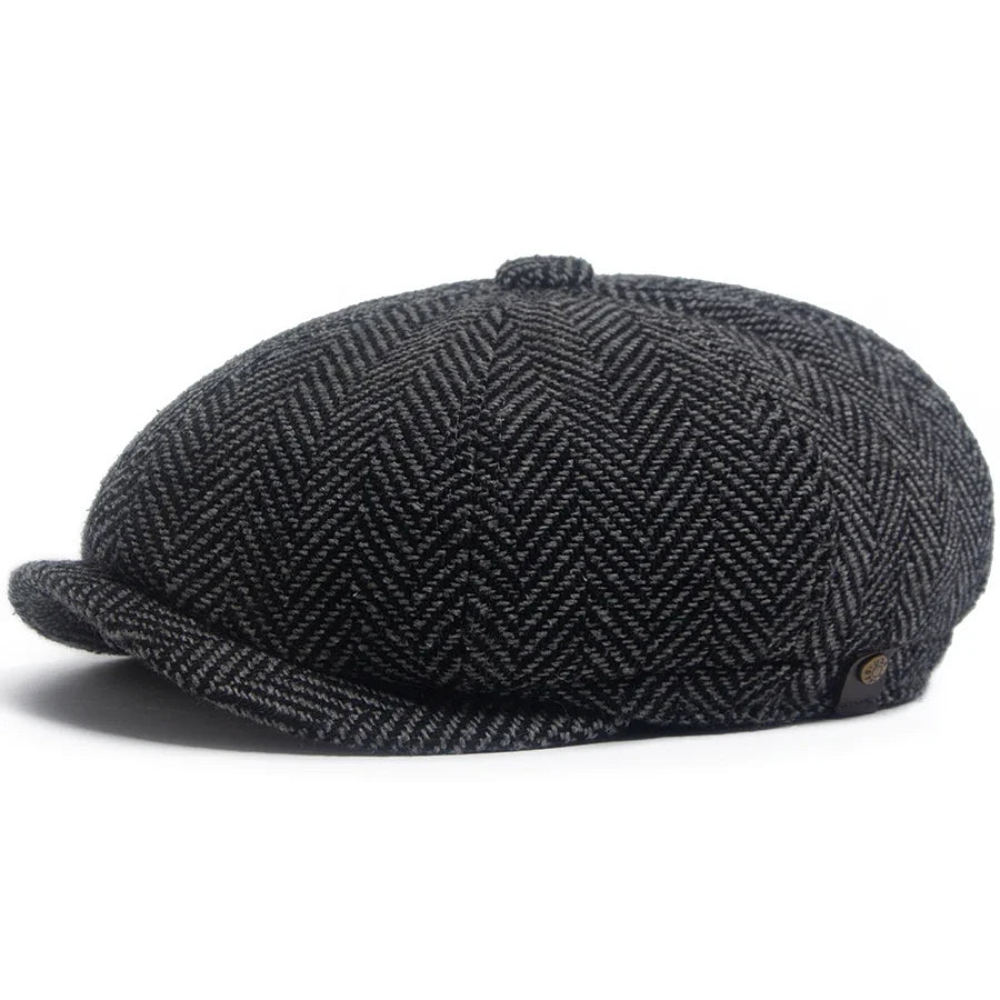 New Retro Herringbone Newsboy Cap For Men Autumn Winter Warm Beret Women Fashion Vintage Hat Hip Hop Female Flat Caps Berets