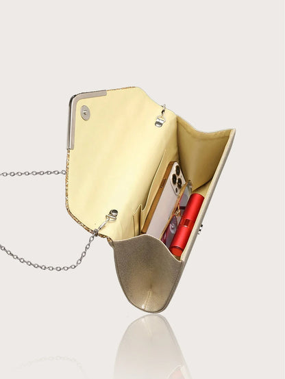 Gorgeous and elegant sparkly women's clutch bag, paired with a gorgeous rhinestone necklace, earrings and bracelet set of four.