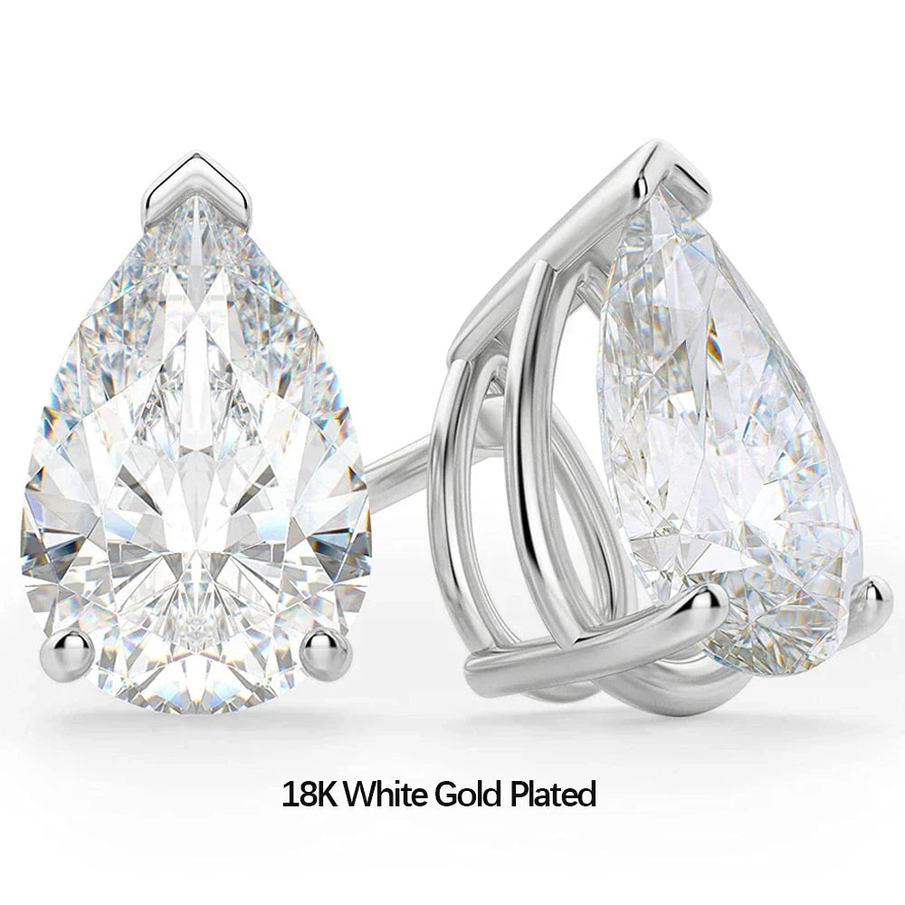 Waterdrop Solitaire Moissanite Stud Earring with Certificate 1-4CT Pear Cut Diamond Ear Studs S925 Silver Jewelry for Women Men