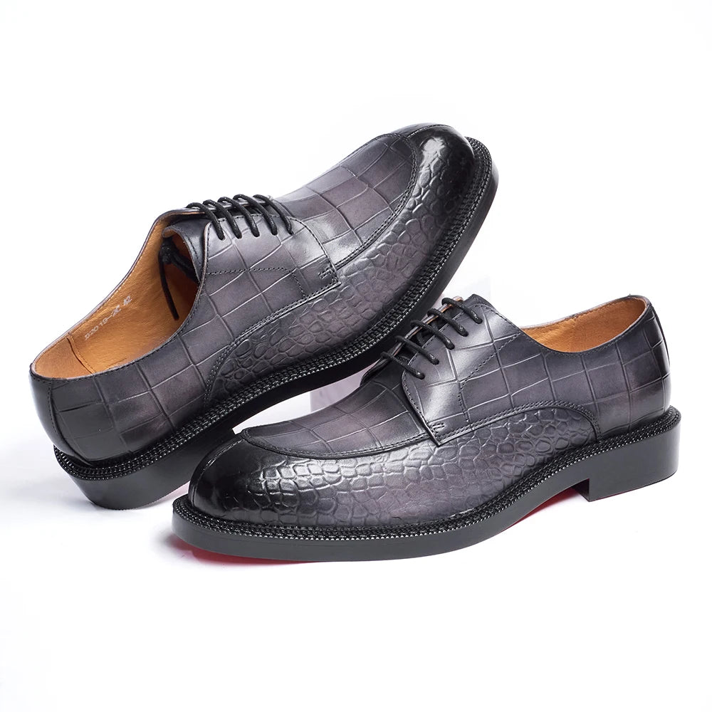 Luxury Man Dress Shoes Increased Height Oxfords Shoe Genuine Cowhide Leather Crocodile Pattern Elegant Wedding Male Footwear
