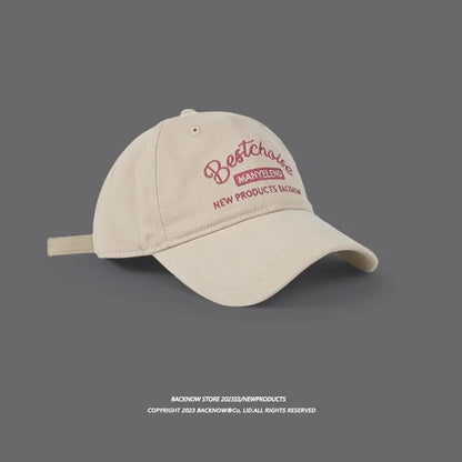 Hat Women Letter Embroidery Baseball Cap for Men Solid Color Peaked Cap Cotton Breathable Duck Tongue Hat Outdoor Sun Visors