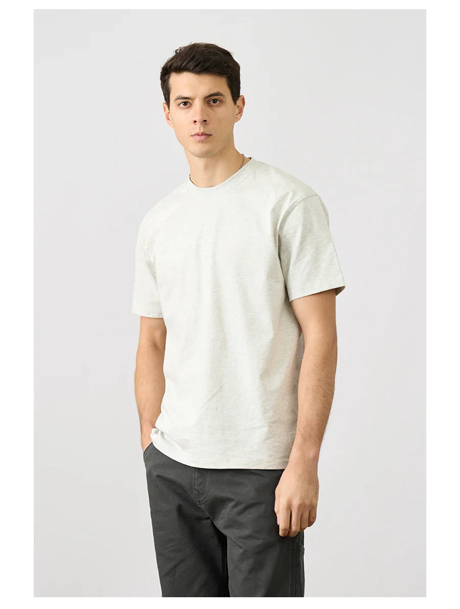 2026 Summer New Oversize 310gsm 100% Cotton T-shirts Men Quality Breathable Solid Color Comfortable Tops