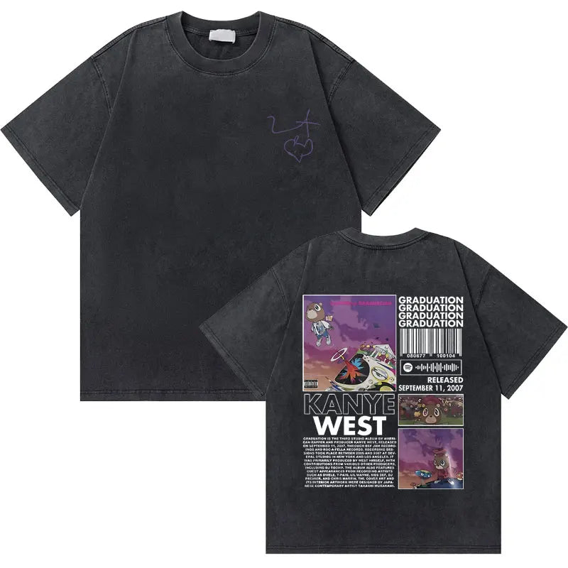 Washed Vintage Rapper Kanye West Graphic T-shirts THE LIFE OF PABLO Cover Print Tshirt Men Hip Hop Fashion Oversized T Shirts