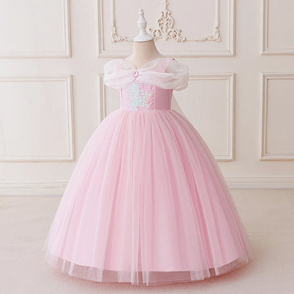Sleeping Beauty Princess Cosplay Girls Dress Carnival Christmas Halloween Costumes Sequin Party Dress Birthday Wedding Prom Gown