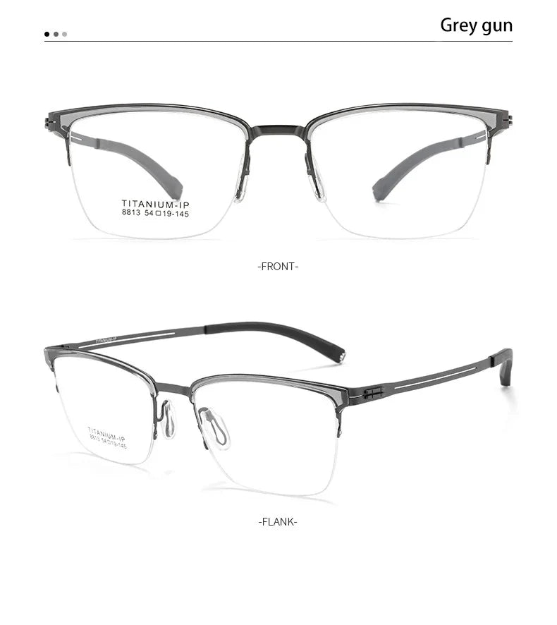 New Ultra-Lightweight Business Titanium Frame Semi-Rimless Reading Glasses Men Customized Prescription Myopia C8813T