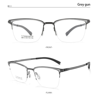 New Ultra-Lightweight Business Titanium Frame Semi-Rimless Reading Glasses Men Customized Prescription Myopia C8813T