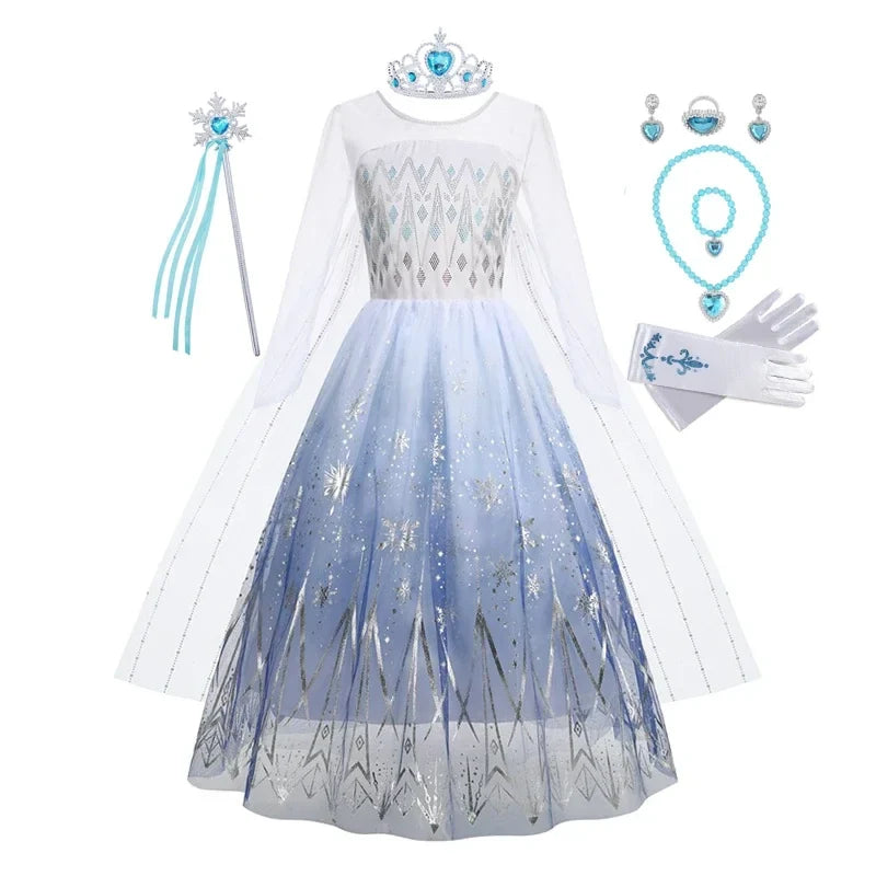 Elsa Dress for Girls 2-10 Yrs Birthday Role Anna Elsa Princess Dress for Kids Halloween Carnival Party Girls Costume