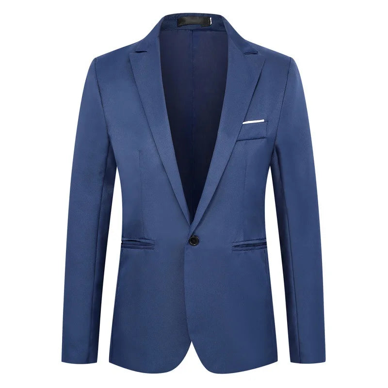 2026 New Men's Slim Blazers Fashion Single-button Business Casual Suit Jacket Solid Elegant Stylish Party Wedding Suit Tops Male