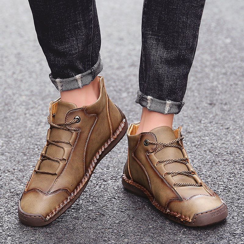 Fashion Men Ankle Boots Handmade Mens Boots Lightweight Mens Designer Boots Outdoor Sneakers Leather Work Boots Plus Size 38-48