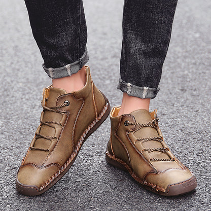 Fashion Men Ankle Boots Handmade Mens Boots Lightweight Mens Designer Boots Outdoor Sneakers Leather Work Boots Plus Size 38-48