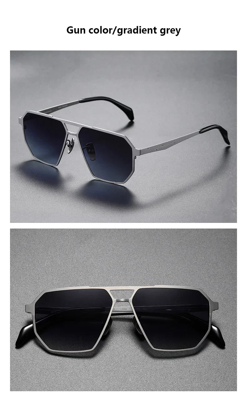 2026 New Fashion Pure Titanium Frame Polarized Sunglasses Men Luxury Glasse Frame  Retro Square