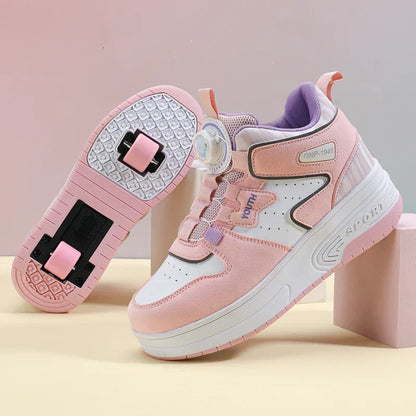 Children Junior Roller Skate Shoes Kids Sneakers with Two Boys Girls Wheels Shoes Running Adult Casual Boys Shoes size 31-42