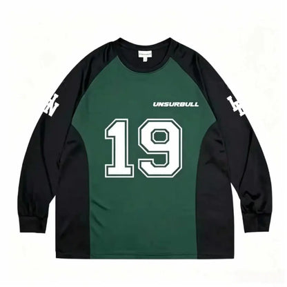 Loose men's dark green and black casual breathable quick-drying digital printed jersey long-sleeved T-shirt for daily use
