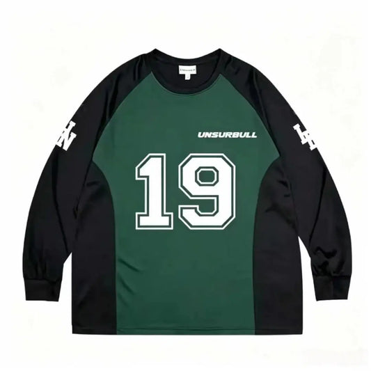 Loose men's dark green and black casual breathable quick-drying digital printed jersey long-sleeved T-shirt for daily use
