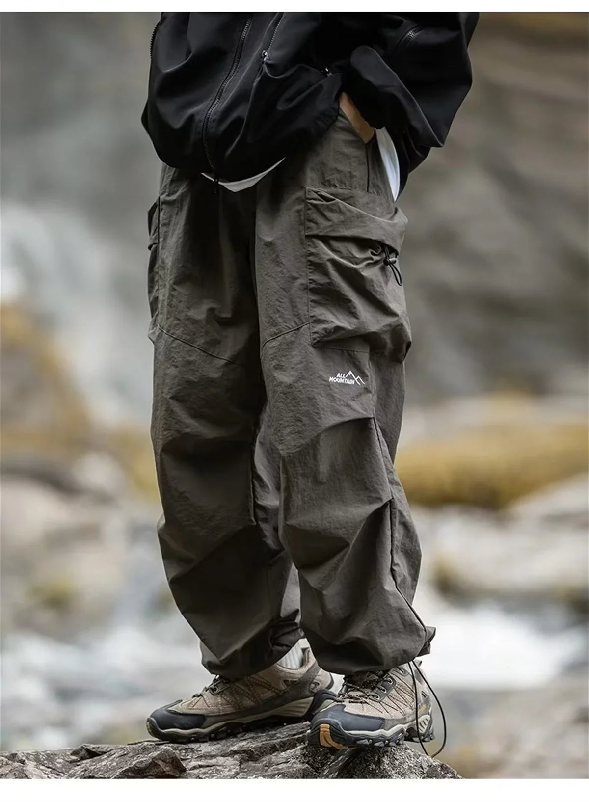 New Trendy New Men's Spring/Summer Breathable Outdoor Cargo Parachute Pants Leisure Hiking Mountaineering Water-resist Pants