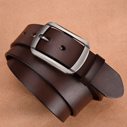 Fashionable Men's Square Alloy Pin Buckle PU Belt Suitable for Jeans Casual Pants Fashionable Men's Retro Business Belt