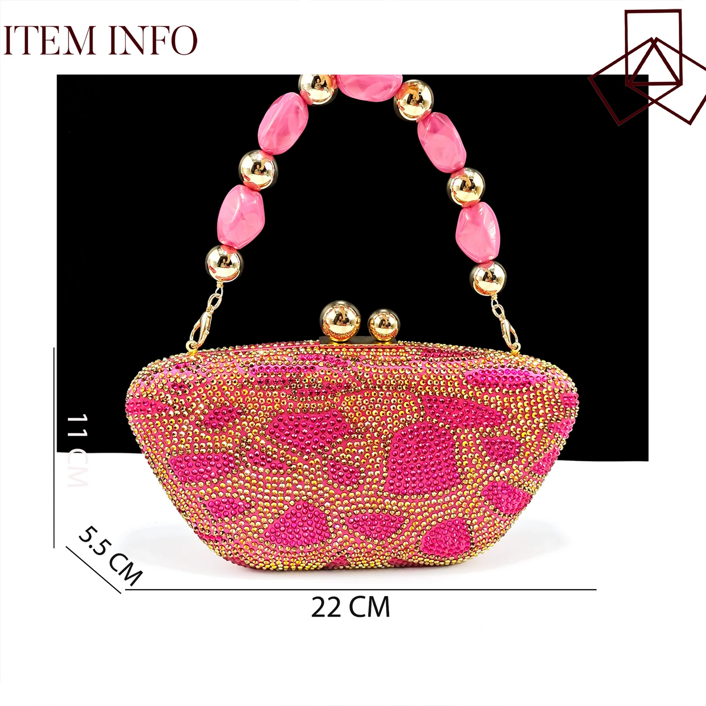 Italian Design Hard Bag & Open Toe High Heels Set Fuchsia Color Blocking Hot Rhinestones Fashion Sexy Women High Heels