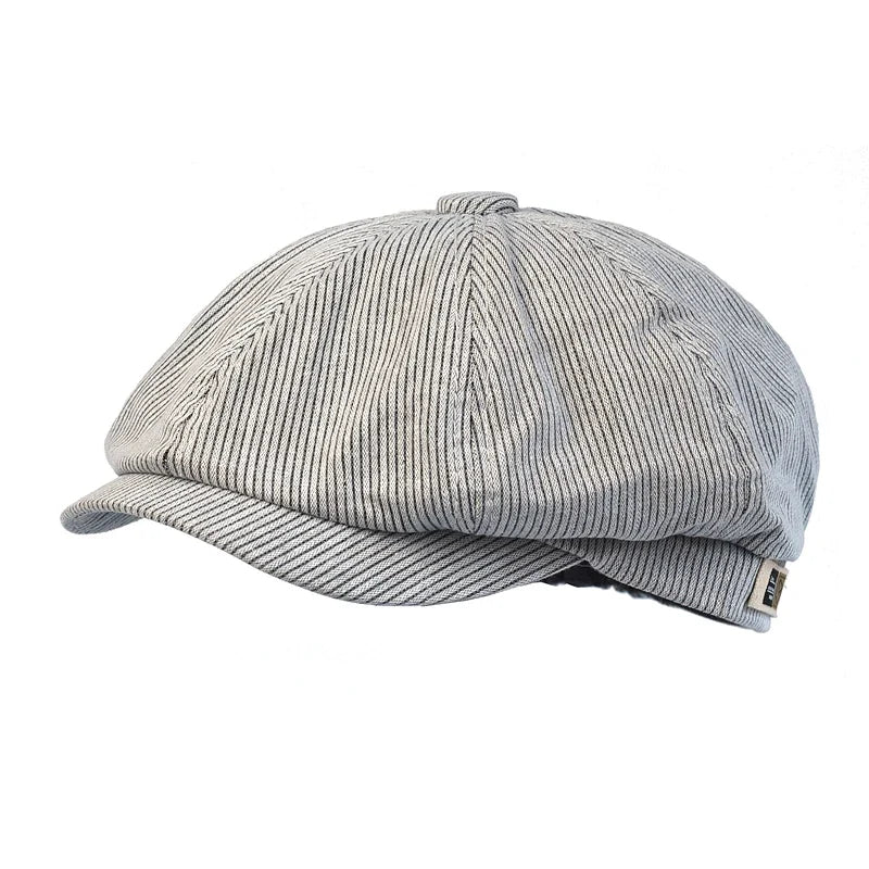 Stripe Newsboy Cap Peaky Casual Octagonal Hat Vintage Soft Berets Cap Visor Gatsby Flat Ivy Hat Four Seasons