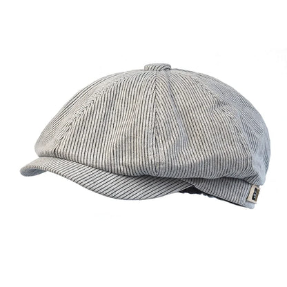 Stripe Newsboy Cap Peaky Casual Octagonal Hat Vintage Soft Berets Cap Visor Gatsby Flat Ivy Hat Four Seasons