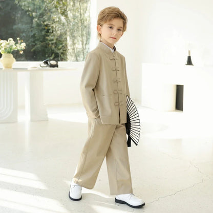 2026 New Chinese Style Boys Suit Set 3 Pieces Performance Costumes Comfortable Elegant Kids Suits Banquet Party Tuxedo 90-170cm