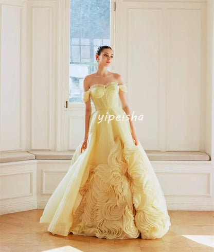 Customized High Quality Classic Organza Ruched A-line Off-the-shoulder Long Dresses Bespoke Occasion Dresses Modern Style Formal