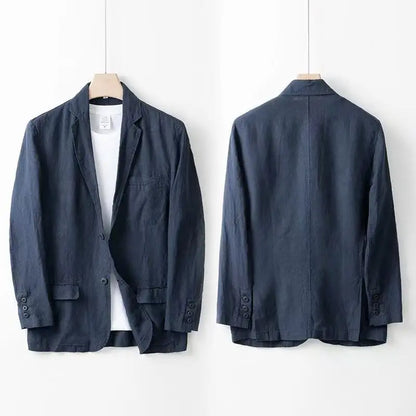 2025 Summer New Men's Linen Casual Suit Coat Solid Color Lightweight Breathable Luxury Cotton Hemp Top 100% Linen Fabric