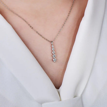 GRA Certified D VVS1 Full Moissanite Diamond 5-Stone Pendant Necklace for Women Girls Chain Neck Jewelry Gifts Collares