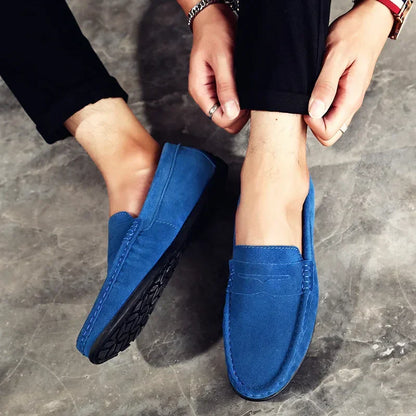 High Quality Leather Men Loafers  Slip on Mens Casual Shoes Fashion Flats Male Driving Shoes Moccasins Ten Colors Size 38-47