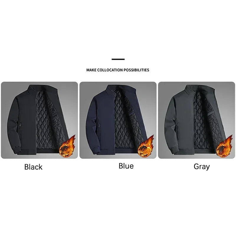Plus Size 8xl Jacket for Men 2026 Thick Stand Collar Solid Winter Jacket Men Waterproof Warm Business Casual Men Coats