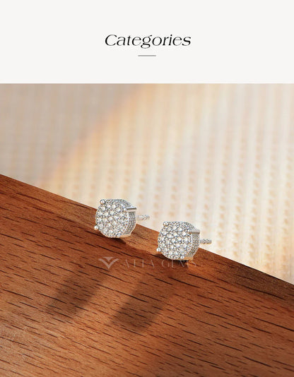 D VVS1 Round Full Moissanite Earrings for Women Men 925 Sterling Silver 18k Gold Shiny Hiphop Studs Party Gift Jewelry
