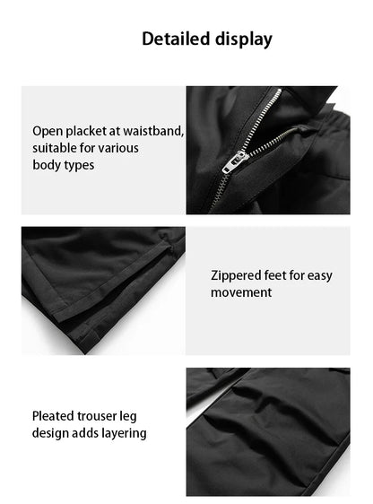 Autumn Winter Men's Three-proof Pants 90 Velvet Warm Fabrics Wear-resistant Large Pockets Elastic Waist Outdoor Sports Pants