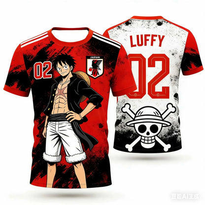 Japan Football Team Brook Anime Tee for Men Women, One Piece Graphic Soccer Jersey T-Shirt, Casual Fan Gift Top