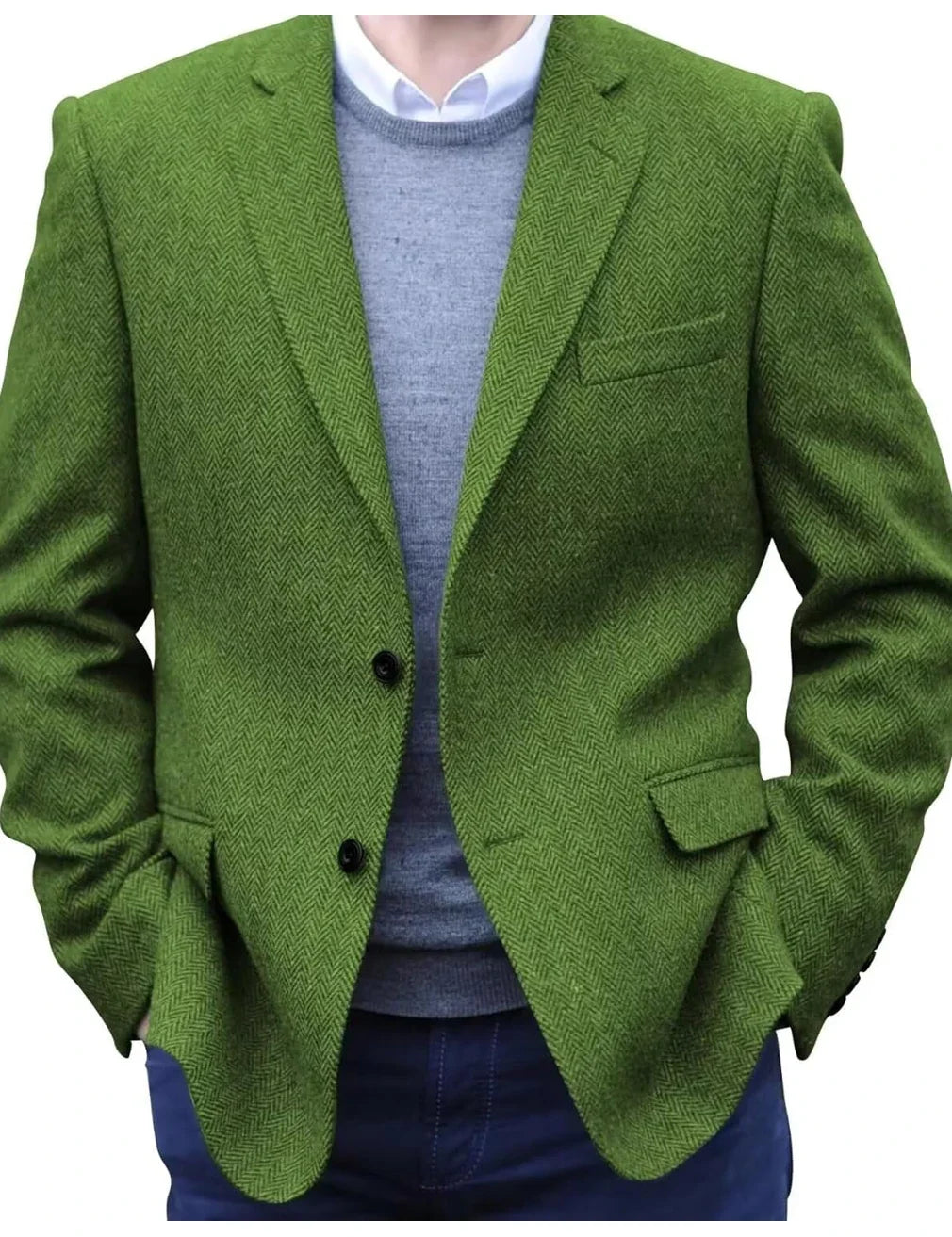 Premium Men's Suit Brown Blazer Prom Tuxedos Herringbone Tweed Single Breasted Formal Bussiness Jacket for Wedding（Only Coat）