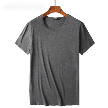 2 Piece Lots 95% Bamboo Fiber T Shirt Men Short Sleeve Tee Solid Color Summer Tops Plain Tshirt Crew Neck White Gym Clothing New