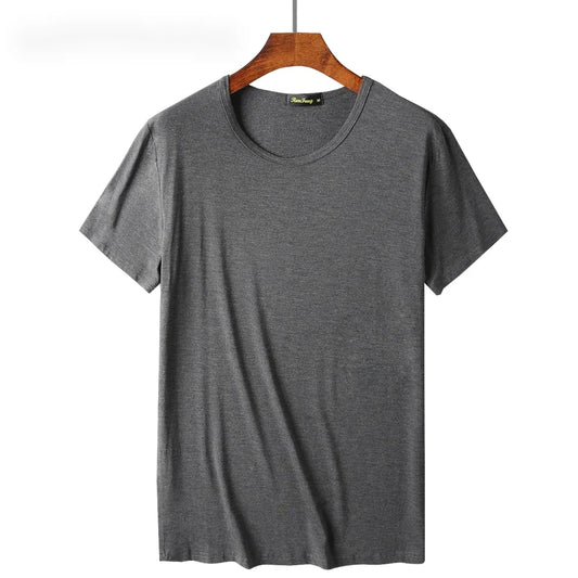 2 Piece Lots 95% Bamboo Fiber T Shirt Men Short Sleeve Tee Solid Color Summer Tops Plain Tshirt Crew Neck White Gym Clothing New