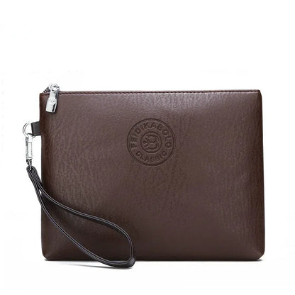 Nouvelle Pochette pour Homme Style Business Grand Portefeuille en Cuir PU Souple Homme avec Dragonne Sac Élégant Décontracté et Tendance Sac à Main Pochette Homme