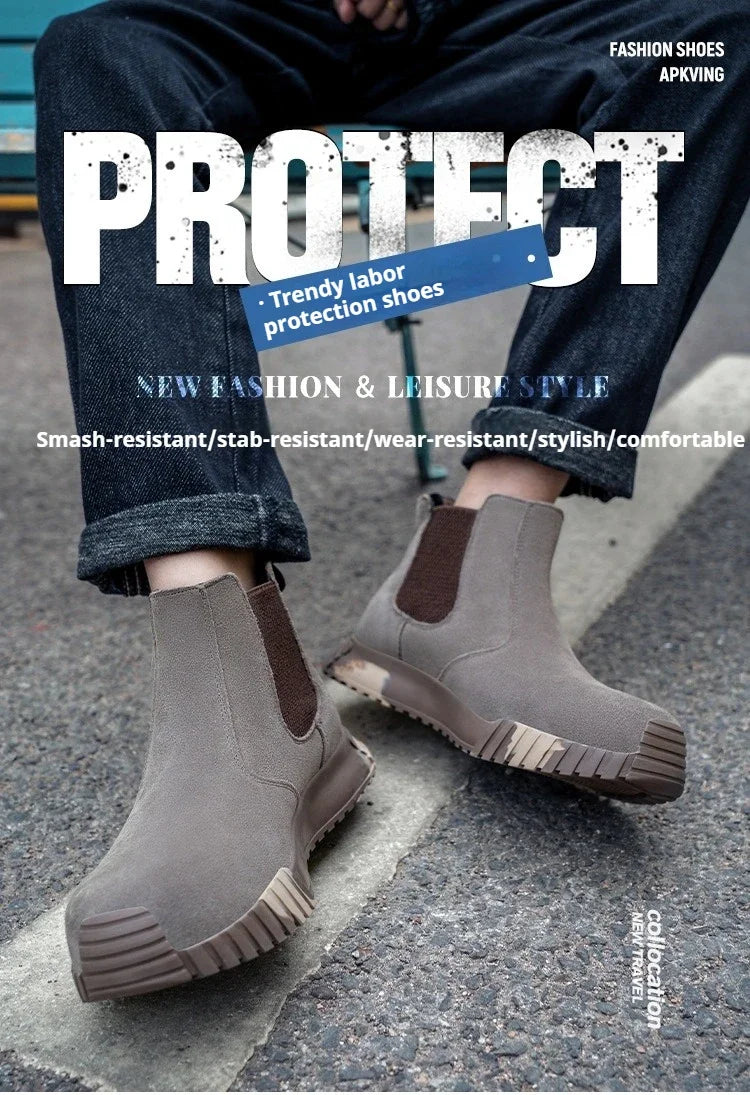 steel toe work boots for men industrial construction work protection shoes anti smash anti puncture safety shoes without laces