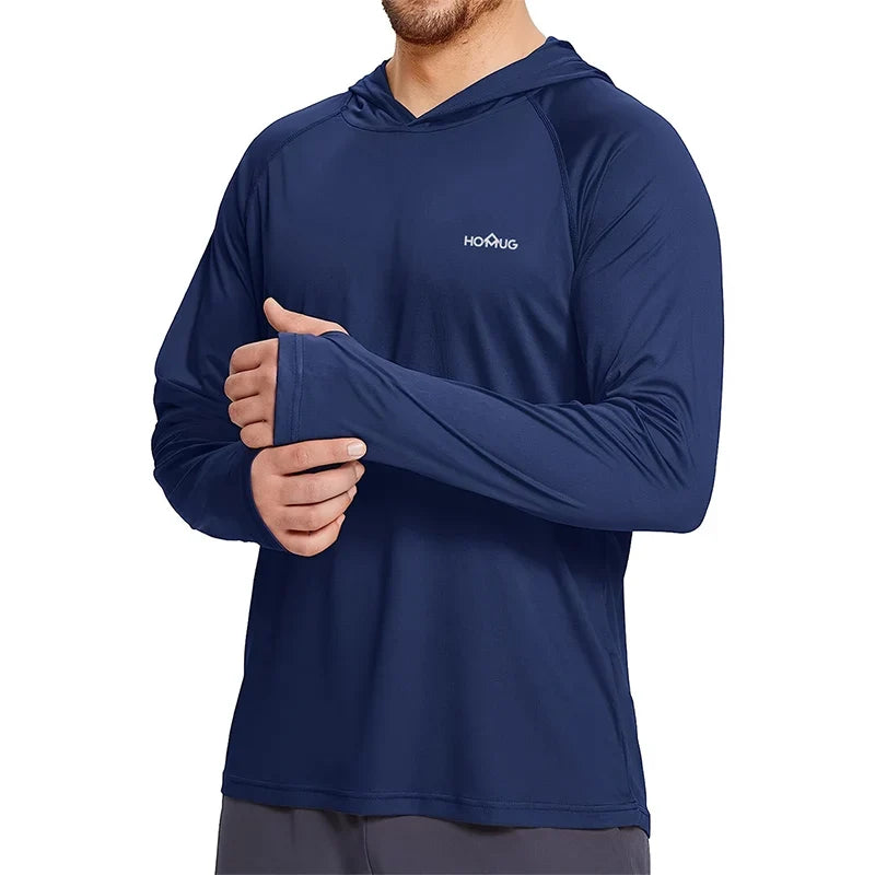 Men's Hoodie Sun Protection UPF50+ T-Shirt Long Sleeve Cycling Shirt Hooded Quick Drying Breathable Sunscreen UV Fishing Shirts
