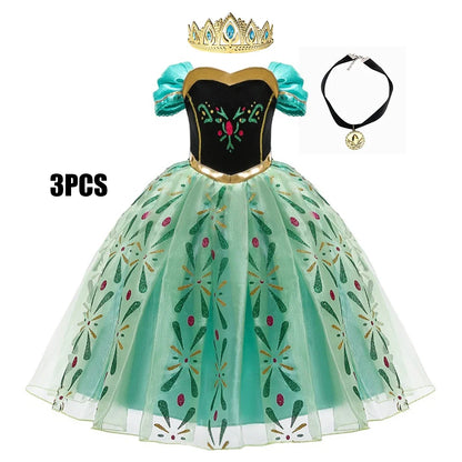 Full Printing Kids Cosplay Anna Princess Costume Fancy Birthday Carnival Party Prom Dress Toddler Role Play Clothing Outfits