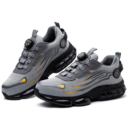 Rotating Button Safety Shoes Men Steel Toe Sneaker Air Cushion Work Shoes Man Puncture Proof Work Safety Boots Protective Shoes